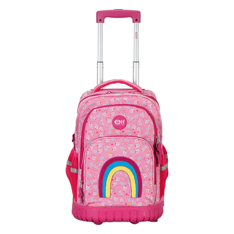 Mochila Escolar Elf 2026 2 Divisiones Rosa con Carro Art.I6464A